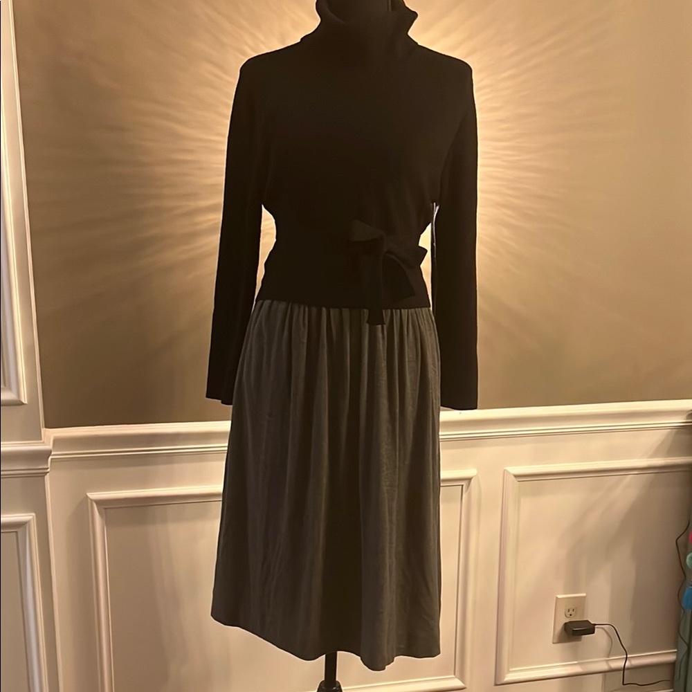 Anthropologie Moth Black and Gray Turtleneck Sweater dress size M